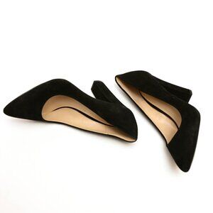 BCBG Black Suede Leather Pumps with Block Heel 7.5 M